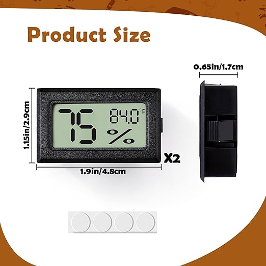 Reptile Thermometer and Humidity Gauge,2PCS Digital Hygrometer Adhesive Reptile Terrarium Hydrometer,Bearded Dragon Tank Accessories,Pet Humidity Meter Supplies for Leopard Crested Gecko,Snake,Lizard - Image 6