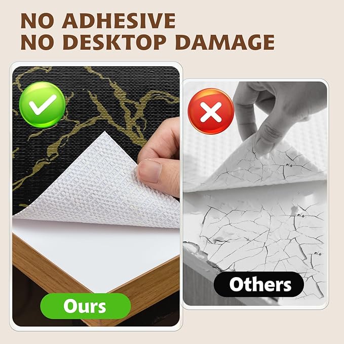 2-Layer Drawer and Shelf Liner for Kitchen Cabinet: 12in X 20Ft Non Slip Waterproof Shelf Paper Non Adhesive Refrigerator Liners Black/Gold Marble Easy Liners for Bathroom with Knife Tape Measure - Image 5