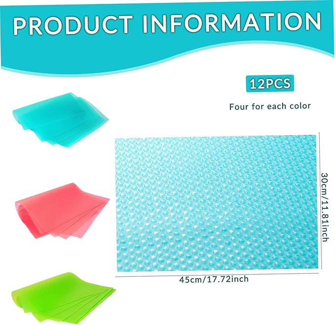 12PCS Refrigerator Shelf Liners 18x12'' Anti-Slip Refrigerator Liners with Dot Surface Customizable Moisture-Proof Mats for Shelves & Drawers - Image 6