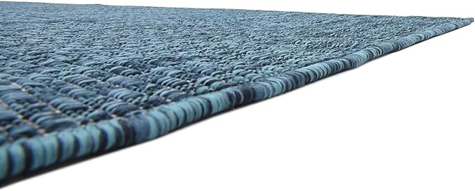 Unique Loom Collection Casual Transitional Solid Heathered Indoor/Outdoor Flatweave Area Rug (7' 1" x 10' Rectangle, Teal/Navy Blue) - Image 9