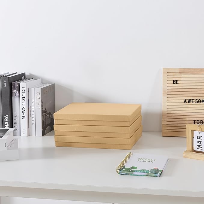 Soul & Lane Document Storage Boxes - Set of 3 (13.2" x 9.8" x 1.8"), Versatile Photo & Craft Organizer for Home Office, Stackable Cardboard Storage for Letters, Papers, Files & Memorabilia, Kraft - Image 3