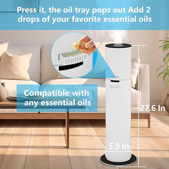 Humidifier,SAYDSI 2.1Gal(8L) Smart Humidifiers for Bedroom,1800sq.ft Cool Mist Humidifier with Smart App,Timer,Quiet Sleep Mode and Water Tank for Home,Office,Large Room,Plants(White) - Image 4