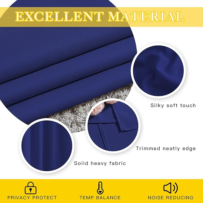 NICETOWN Sliding Glass Door Curtain Panel, Home Decoration Privacy & Noise Reducing Room Divider for Shared Apartment (Navy Blue, 80 inches x 84 inches) - Image 5