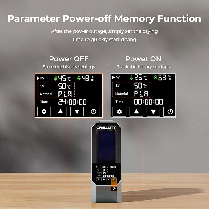CREALITY Space Pi Filament Dryer – 360° Hot-Air Circulation, Fast Heating, 3.7'' LCD Touch Screen, One Key Set Filament Dehydrator & Storage Box for 1.75/2.85mm PLA, PETG, ABS, Nylon, PA, TPU - Image 5