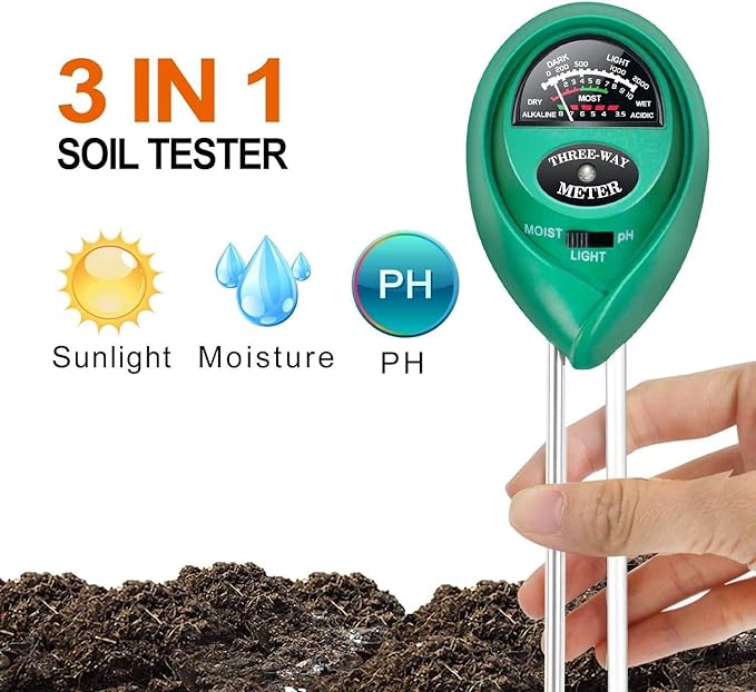iPower 3-in-1 Soil Moisture/pH/Light Meter, Soil Test kit for Indoor & Outdoor Use, Suitable for House Plants, Garden, Lawn, Farm - Image 3