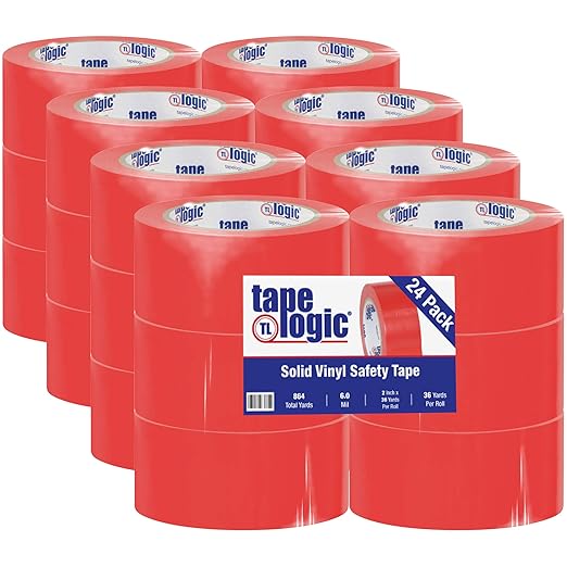 Aviditi Tape Logic Multipurpose Solid Vinyl Safety Tape, (Bulk Pack of 24) 2 Inch x 36 Yards, Red, Heavy-Duty 6 Mil Thick - Moisture/Grease Resistant, Floor Marking and Social Distancing by Aviditi