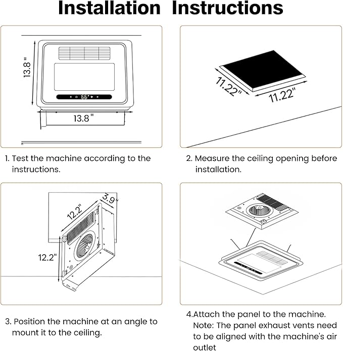 4 in 1 Bathroom Exhaust Fan with Heater, 190 CFM Bathroom Exhaust Fan with Light, 1800W Heating Power, 1.0 Sone Bath Fan with Light, Heating, Ventilation, Remote Control, UL Listed - Image 6