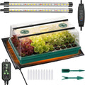 Seed Starter Tray with Grow Light and Thermostat Controller Heat Mat, 10"x 20.75" Heat Mats for Plant Growing，68-113°F Adjustable，Color Change Grow Lights，Germination Trays Kits (Green, 60 Cells) by Adawook