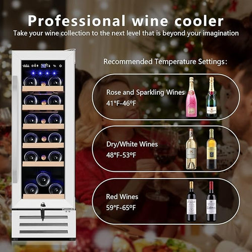 12 Inch Wine Cooler Refrigerator,Mini Wine Fridge 18 Bottle Capacity,Built-in or Freestanding Professional Wine Chiller with Quiet and Stable Temperature Control Systems. - Image 2