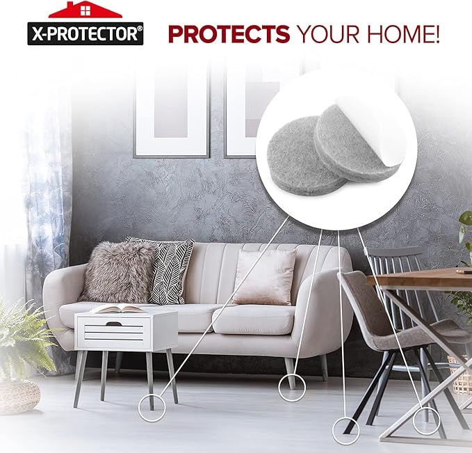 235 pcs Gray Felt Furniture Pads X-Protector! Huge Quantity of Furniture Pads for Hardwood Floors with Many Big Sizes – Your Ideal Wood Floor Protectors for Furniture. Protect Any Type of Hard Floor! - Image 6
