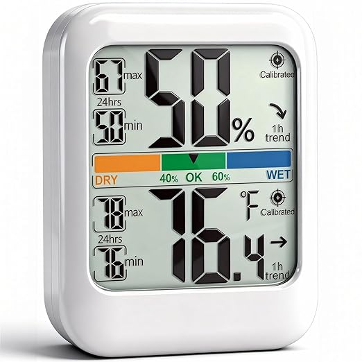 G.CATACC Digital Hygrometer Indoor Thermometer Humidity Meter Gauge, Room Thermometer Temperature and Humidity Monitor for House, Baby Nursery, Greenhouse, Reptile - Battery Included by GCATACC