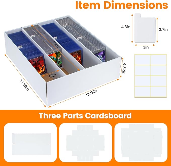4 Pack Trading Card Storage Box - 4 Rows Divided Cardboard Case, Compatible with Top Loader One Touch for Sports Card Storage - Image 2