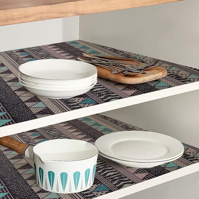 Tatyanna Drawer and Shelf Liner for Kitchen Cabinets Non Adhesive Drawer Liner Non Slip Cabinet Liner Boho Shelf Liners Strong Grip Dresser Cupboard Liner Waterproof Easy to Clean 12IN x 16.4FT - Image 8