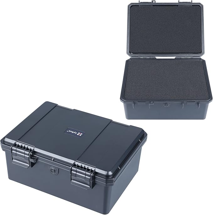 Lykus HC-2130 Mini Hard Case Dry Box with Foam Insert, Interior Size 8.3x5.9x3.7 in, IP66 Splash-Proof, Suitable for Cellphones, Tools, Small Devices and More by Lykus
