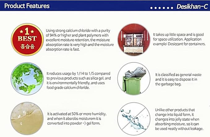 DesiKhan Dehumidifier Desiccant for Containers 1 Set (5 Pieces) 450% Moisture Absorption - Image 3