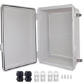 Waterproof Junction Box, ABS Plastic Electrical Box with Stainless Steel Latch, Hinged Cover Electric Project Enclosure Box with Mounting Plate, Wall Brackets 14.6" x10.6''x5.9'' by LuSumtly