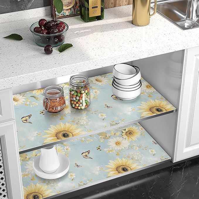 Shelf Liner for Kitchen Cabinets Non Adhesive Drawer Liner,Cabinet Liner for Shelves,Non Slip Kitchen Drawer Liners for Dresser,Waterproof Shelf Paper for Refrigerator,Cupboard,12In x 16.4FT - Image 8