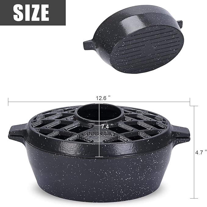 G Good Gain Wood Stove Steamer, Fireplace Humidifier, Cast Iron Humidifier for Stove, Matte Black Finish, Rust Resistant, Lattice Top, 2.5 Quart Capacity, Wood Burning Stove Indoor Decorative. Grey - Image 3