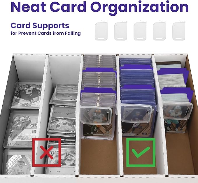 4 PACK Sports Card Box 3940 Count Cardboard Trading Card Storage Box,Bulk Card Storage Baseball Card Box With Soft Sleeves,Dividers&Supporters,Graded card storage box for toploader storage box - Image 4