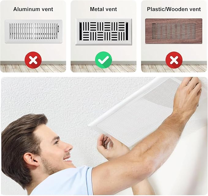 6-Pack White Magnetic Vent Covers 5x13 Inch - Universal Fit for Floor, Wall & Ceiling Registers (5"-6" Width x 13"-14"Length) | High Airflow Mesh Design | Tool-Free Easy Installation - Image 3