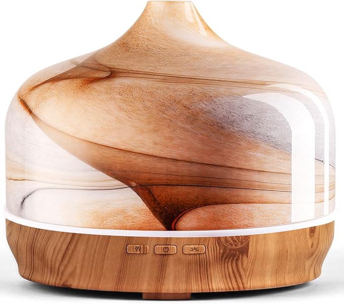 Porseme 500ml Glass Essential Oil Diffuser Aromatherapy Ultrasonic Cool Mist Humidifier 15-21 Running Hours Waterless Auto-Off Air Diffusers for Sleeping,Yoga,Office Working,Spa and Rest (Desert) by Porseme