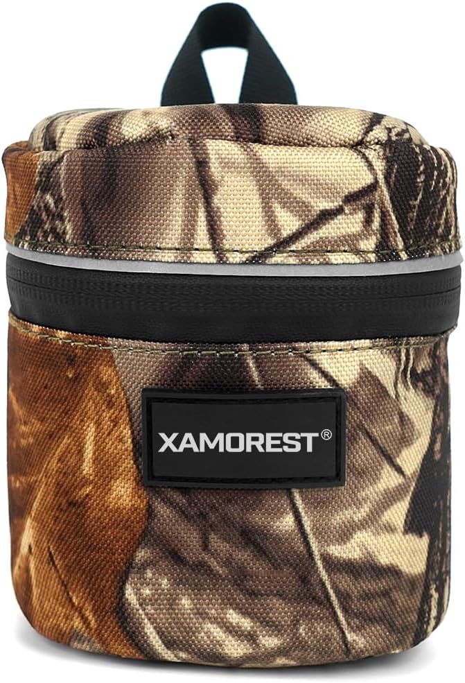 Camera Lens Case Lens Bag Compatible (3.15" x 3.15"(Nylon, Leaf)) by XAMOREST