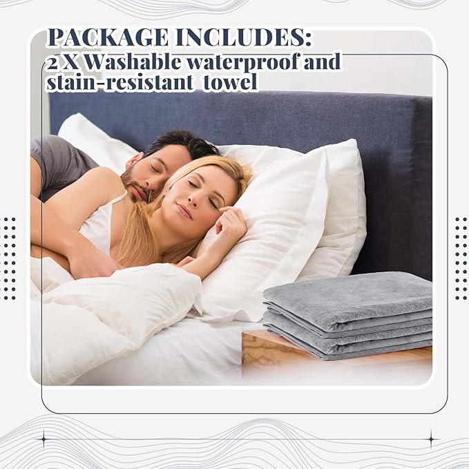 2 Pcs Couples Waterproof Mat Lover Reusable Stainproof Blanket Quiet Easy Use Mattress Protector for Adult Multi Functional Bed Sheet Couple Pleasure Comfort (27 x 27 in,Grey) - Image 3