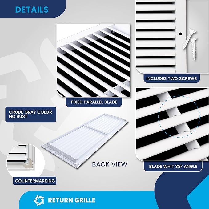 30x10 Inch (Duct Opening) Air Return Vent Cover Decorative – Premium Aluminum AC Vent Cover for Ceiling & Wall, Rustproof Grille, Ideal for Home HVAC Grille, Durable & Easy to Install by ACLAMINAIRE - Image 9