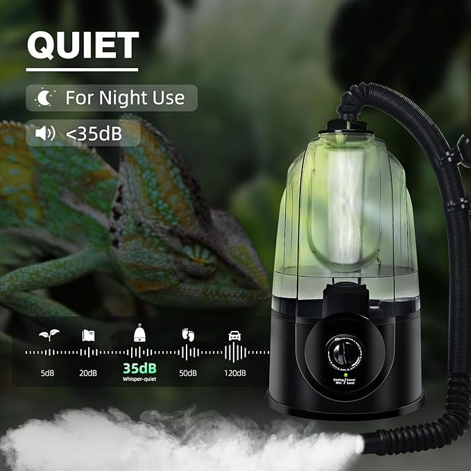Coospider 3.8L Reptile Fogger Mister, Quiet Reptile Humidifier for Reptiles Tank, Terrarium Humidifiers, Reptile Misting System for Reptiles Amphibians Herps Vivarium (Dual Hose) - Image 3
