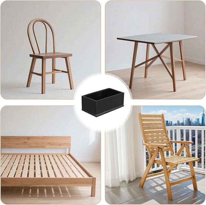 24 Pcs Wood Post End Cap 1.85 x 3.5 inch Waterproof Anti-Friction Black Post Caps (1-1/2" x 3-1/7") PVC Armrests Protector for Floor Chair Legs Table Legs and Other Wood - Image 4