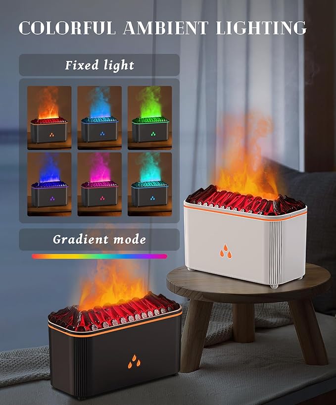 Essential Oil Diffuser, Flame Air Aromatherapy Diffuser, 7 Color Changing Light, Aromatherapy Humidifier with Auto Shut-Off for Home, Bedroom, Yoga, Spa(White) - Image 5