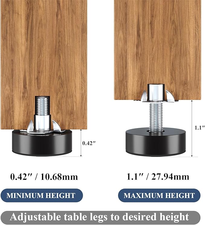 Adjustable Leveling Feet: T-Nuts & Floor Protectors, Heavy Duty Furniture Levelers for Cabinets,Sofa,Tables,Chairs on Hardwood/Tile/Carpet (24, with T-Nut, 1/4" Thread) - Image 9