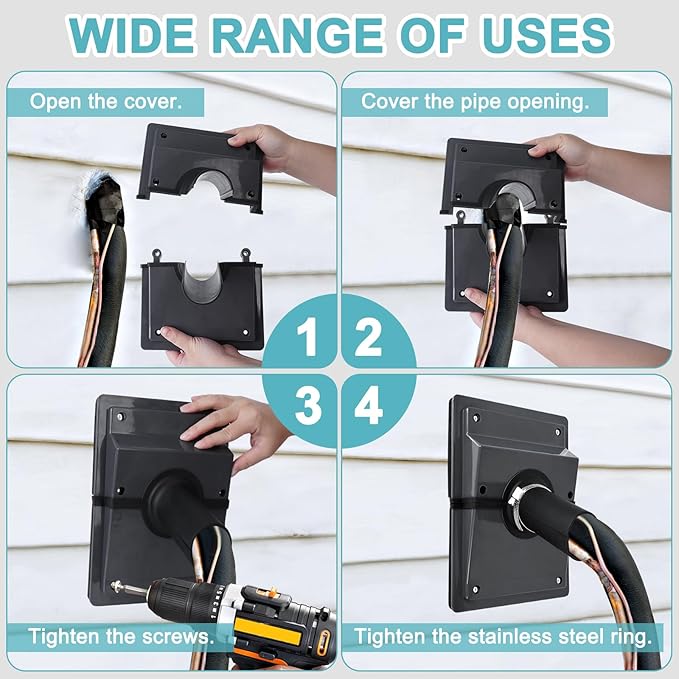 HVAC Wall Penetration and Duct Kit Cover, Split Air Conditioning Duct Kit Wall Cover, Easy to Install HVAC Wall Penetration for Indoor and Outdoor Air Conditioning Systems(Black) - Image 4