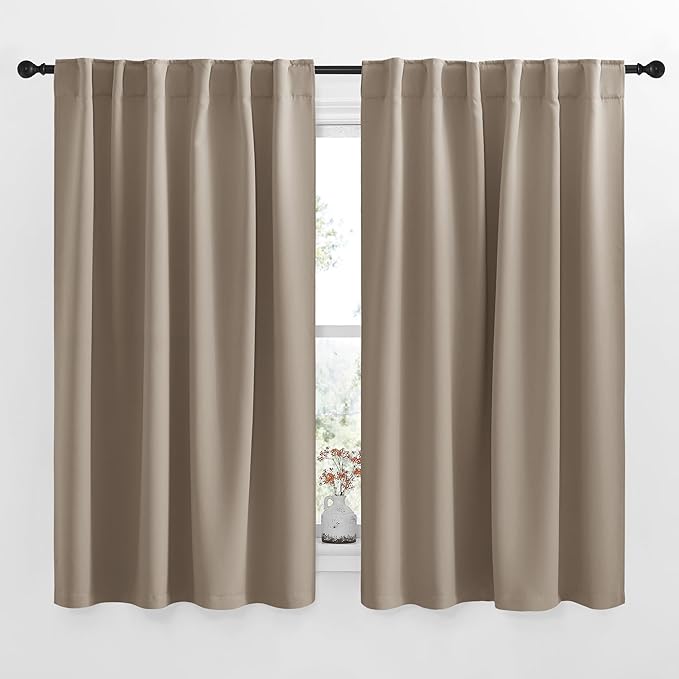 NICETOWN Bedroom Blackout Curtain Panels - (Taupe Color) 52 x 120 inch, 2 PCs, Insulating Energy Saving Solid Rod Pocket Blackout Drapes for Hall, Villa by NICETOWN