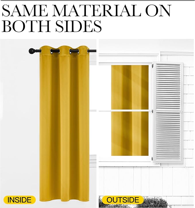 NICETOWN Gold Blackout Cafe Faux Silk Curtains for Small Windows, 42" Wide by 63" Long, 2 Panels, Grommet Privacy Blackout Satin Drapes for Home Decoration - Image 6