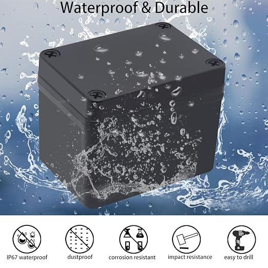 Junction Box,IP67 Waterproof ABS Black Project Box with Mounting Plate Electrical Box Enclosure for Outside Electronics 4.3 x 3.1 x 3.3inch(110x80x85mm) - Image 2