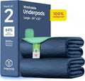 IMPROVIA® Washable Underpads, Heavy Absorbency Reusable Incontinence Pads for Kids, Adults, Elderly, and Pets, Waterproof Protection Floor (Navy & Green, 34"x52" (Pack of 2)) by IMPROVIA