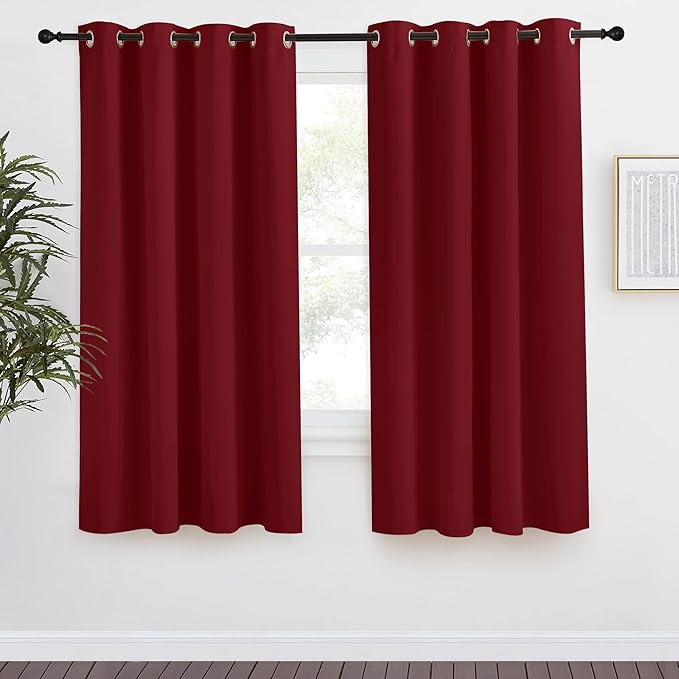 NICETOWN Christmas Burgundy Curtains for Living Room, 55x68 Inch,1 Piece, Burgundy Red, Home Decor Energy Smart Thermal Insulated Window Treatment Drape/Drapery for Patio Door by NICETOWN