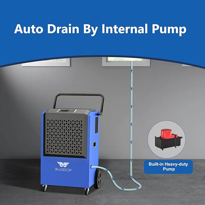 240 Pints Commercial Dehumidifier with Pump for Basements, Industrial Heavy Duty Commercial-grade Portable Dehumidifiers for Large Spaces Warehouse Grow Room, Water Damage Restoration - Image 2
