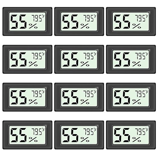 12-Pack Mini Hygrometer Indoor Humidity Meter, Highly Accurate Digital Thermometer Humidity Gauge Meter, Indoor Thermometer Hygrometer Monitor Fahrenheit (℉) for Humidors by Newlight66
