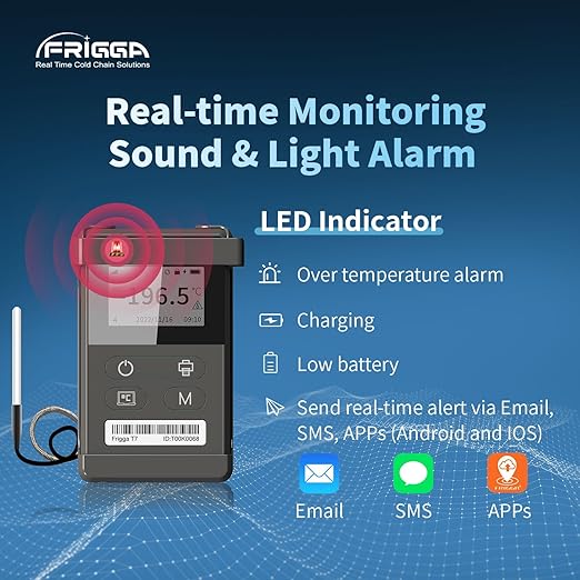 Frigga T72 4G/5G Temperature Monitor Real-Time Reusable Temperature Data Logger with Ultra-Low External Sensor Remote Digital Refrigerator Thermometer Rechargeable 24/7 Monitoring & Instant Alerts - Image 7