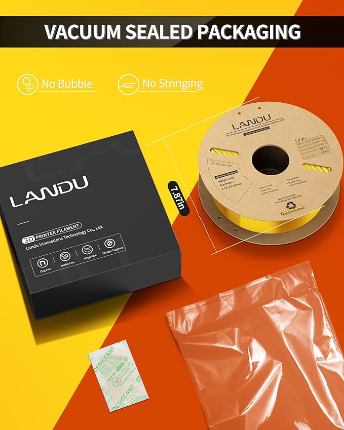 LANDU Silk PLA Filament 1.75mm Gold 1KG, 3D Printer Filament Dimensional Accuracy +/- 0.02mm, 1kg Cardboard Spool(2.2lbs), Neatly Wound 3D Printing Filament Fits for Most FFF 3D Printers, Gold - Image 4