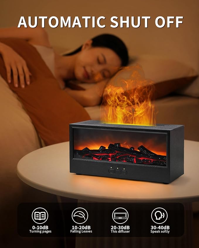 Essential Oil Diffuser, 7-Color Fireplace Flame Aromatherapy Humidifier, 150ml Ultrasonic Humidifier with Remote Control, Timer & Auto-Off, Valentine's Day Gift for Bedroom Home Office and Yoga - Image 4
