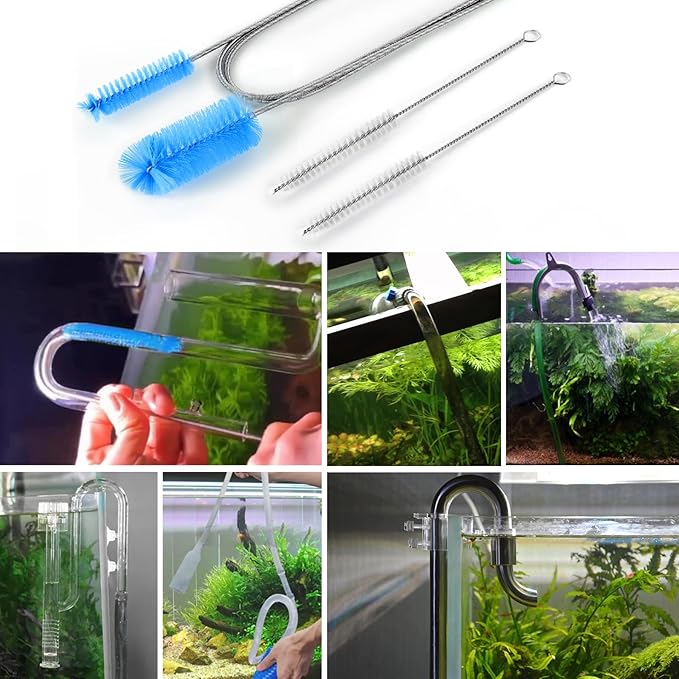 Flexible Long Drain Brush, Double Elastic Ended Nylon Cleaner Hose Tube Pipe Brush 67 inch Stainless Steel and 2 Pcs of 8 inch Straw Cleaning Brush (Blue) - Image 6