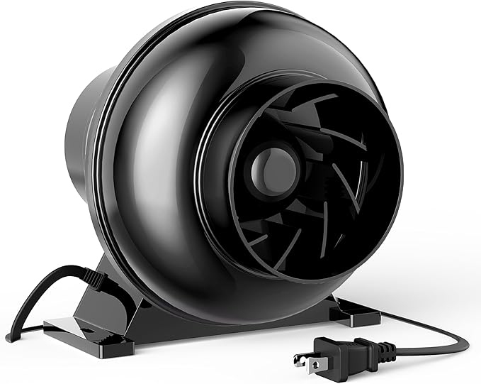 HealSmart 4 Inch Inline Duct Fan, 195 CFM Ventilation Fan, Exhaust HVAC Vent Blower for Hydroponics, Grow Tents, Basements, Attics, 1 Pack, Black by HealSmart