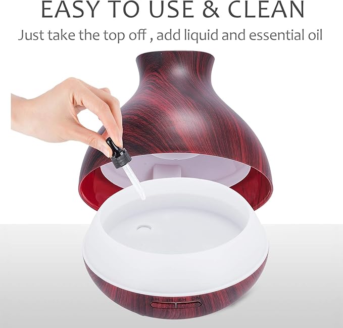 BZseed Aromatherapy Essential Oil Diffuser 550ml 12 Hours Wood Grain Aroma Diffuser with Timer Cool Mist Humidifier for Large Room, Home, Baby Bedroom, Waterless Auto Shut-off,7 Colors Lights Changing - Image 8