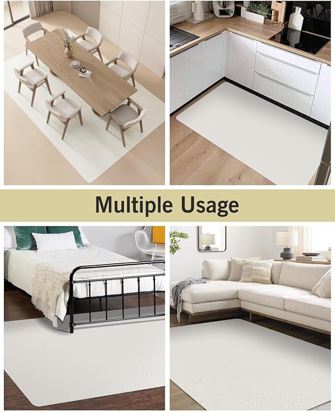 Soft Vinyl Floor Mat for Bedroom, 4'×6' Beige Waterproof Plastic Area Rug for Kitchen, Non-Slip Multi-Pupose Floor Cover Protector for Painting, Pet Accident, Splat Mat for Baby Spill - Image 6