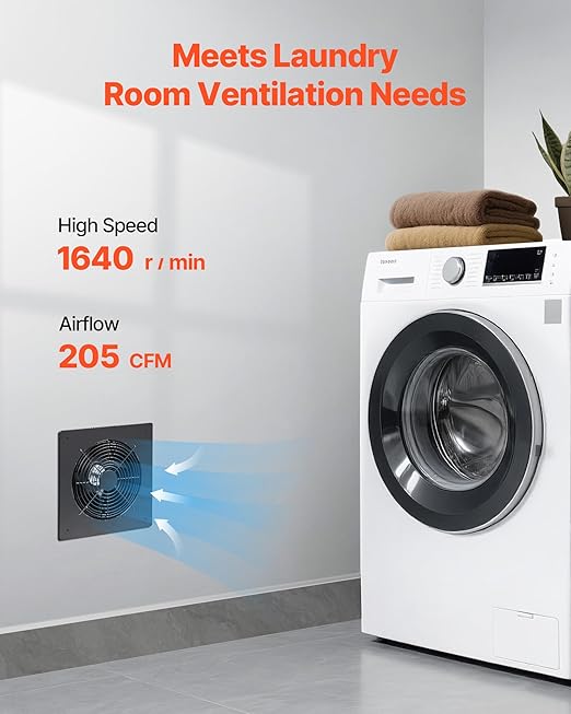 VEVOR Through-The-Wall Ventilation Fan with Cover, 205 CFM, 7-inch Diameter Exhaust Fan Hose, Adjustable Duct for Kitchen, Living & Laundry Room Workshop - Image 4