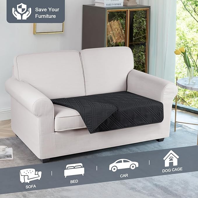 TAOCOCO 100% Waterproof Sofa Cushion Cover Reversible Couch Seat Cover for Dogs Pets Loveseat Couch Cover for Sectional Sofa U Shape Couch Furniture Protector Sofa Slipcover(Loveseat, Black) - Image 5