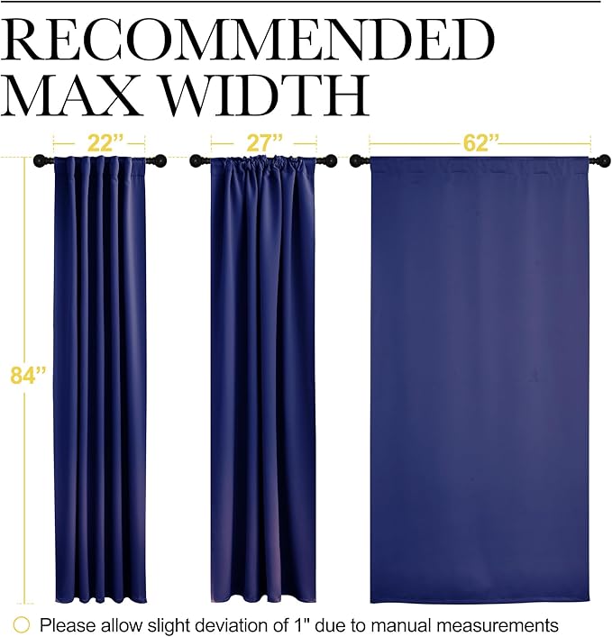 NICETOWN Bedroom Blackout Curtain Panels - (Royal Blue Color) 52 x 120 inch, 2 PCs, Insulating Energy Saving Solid Rod Pocket Blackout Drapes for Hall, Villa - Image 7
